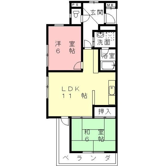 コーポＦＵＫＵＳＩＭＡの間取り