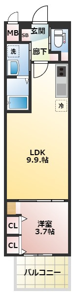 スプランディッド江坂DUEの間取り