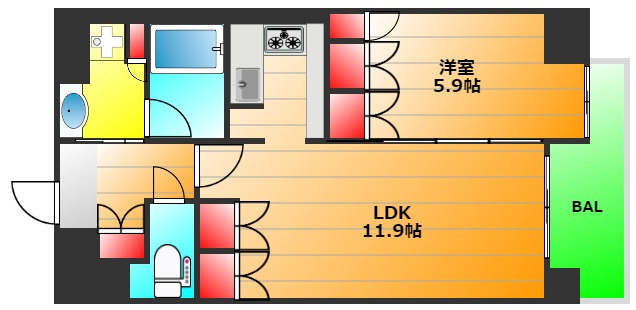 リーガル北堀江の間取り|現状有姿