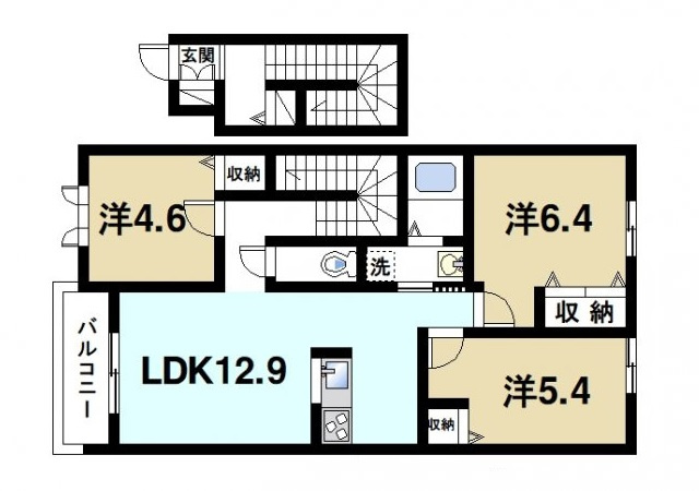 ソルジェンテの間取り|3LDKの間取りです。