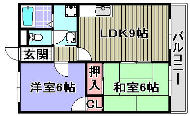 岸和田市吉井町２丁目のハイツの間取り