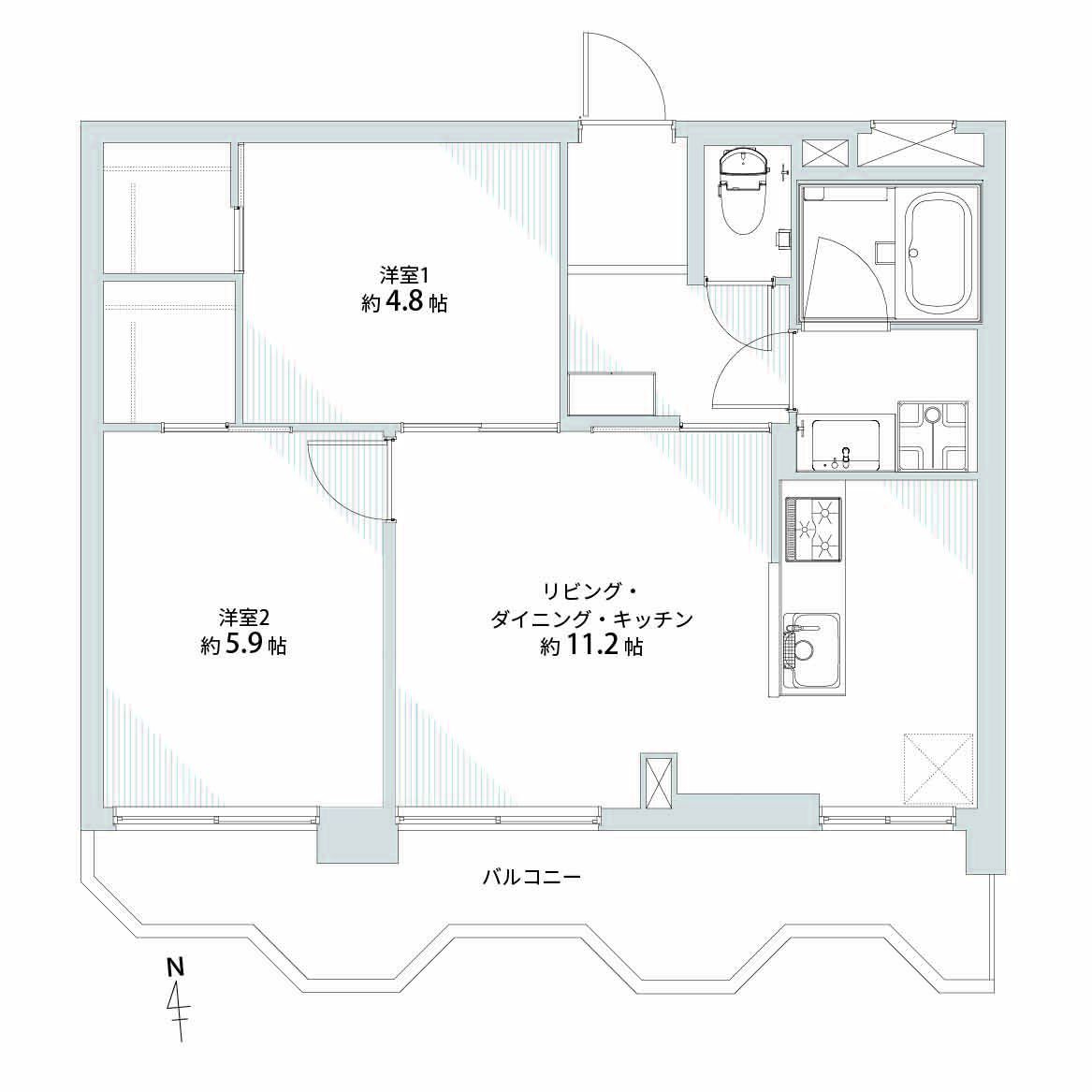 カーサ大濠の間取り|カーサ大濠（2LDK）