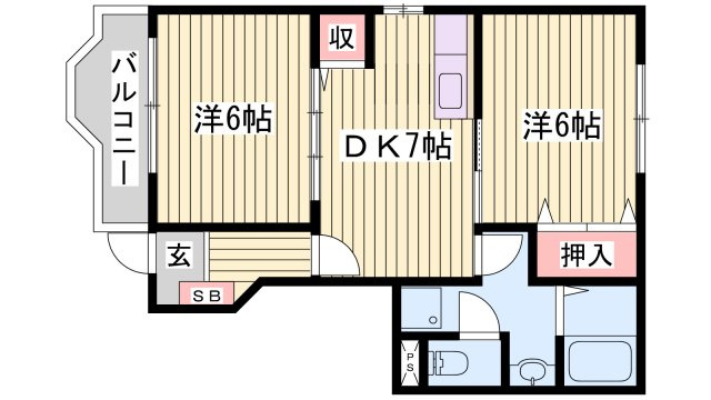 明石市大久保町松陰のアパートの間取り