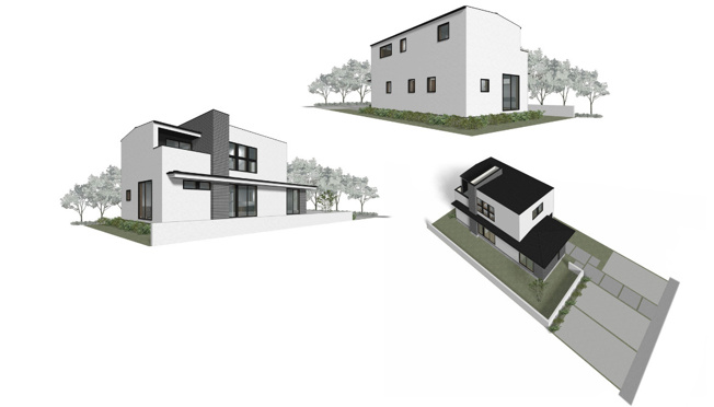 【外観パース】 | 葛城市北花内　新築(全3区画）A号地 モデルハウス | ＼世界三大建築家巨匠の高い設計スキルを培ったオーガニックハウス♪／＼売主との販売提携物件／