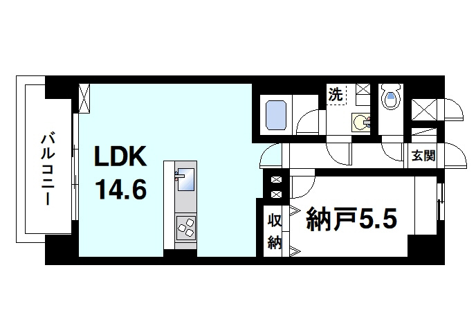 清～きよら～西大寺・南町の間取り|1Rの間取りです