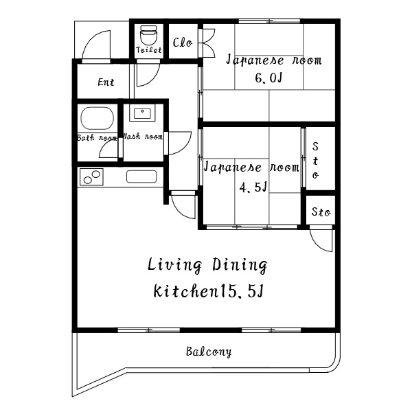 魚住コーポB棟の間取り
