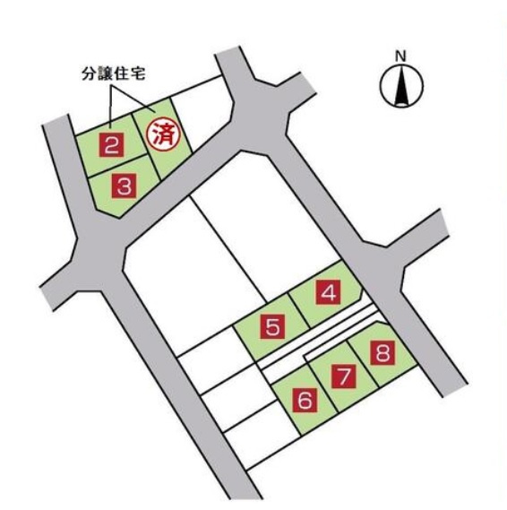 高砂市荒井町小松原4丁目（全8区画）3号地 土地の土地図|3号地。約38.44坪です。