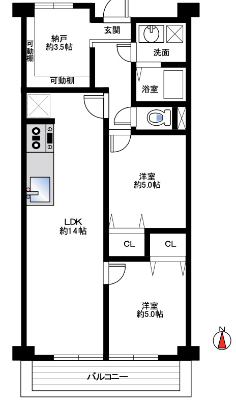 進和江坂アーバンライフの間取り|2SLDKの間取りです