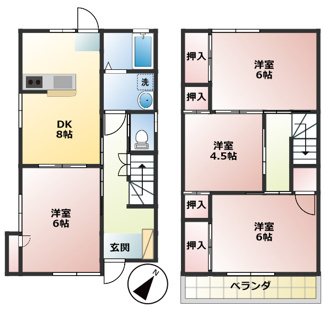【間取り】 | サンヒルズ蔵王 | 4DK