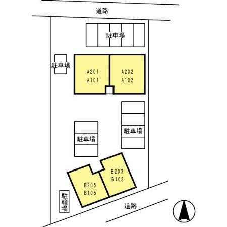熊本市南区御幸笛田６丁目のアパートの区画図