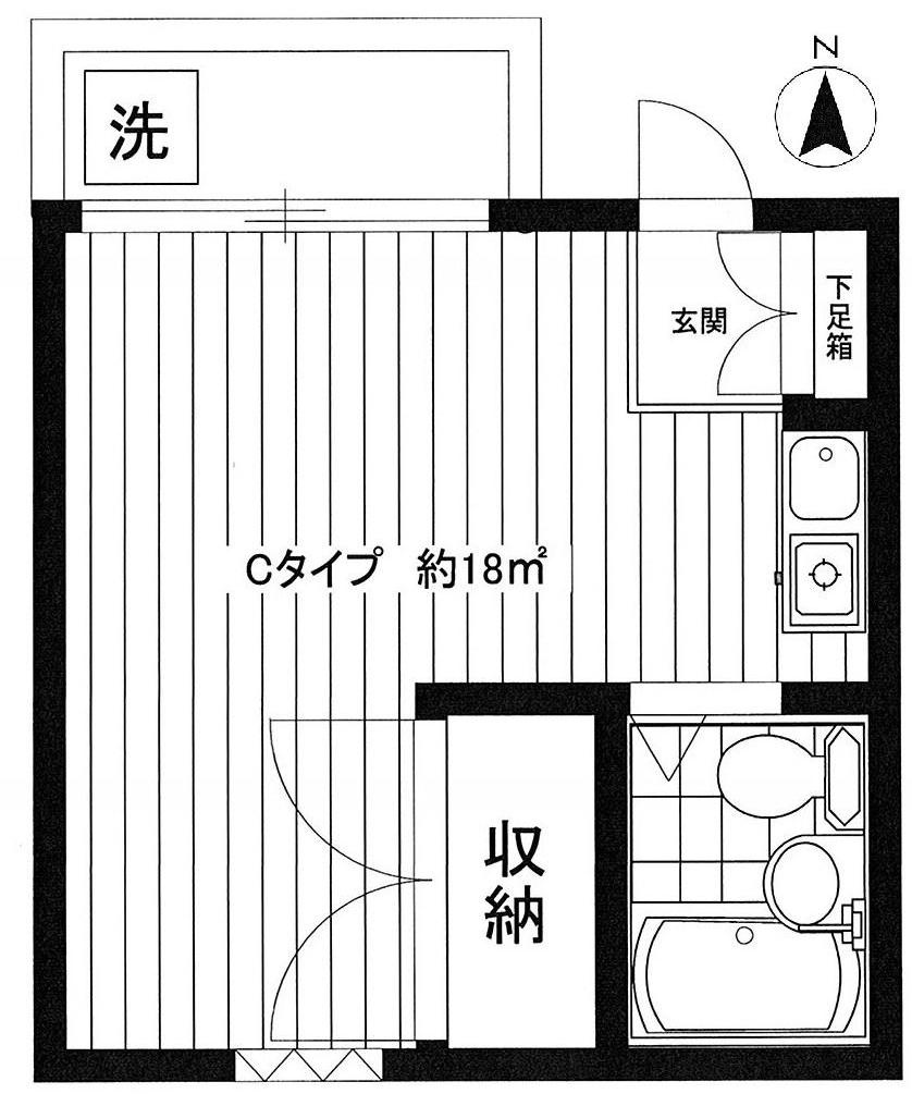 池之端グリーンハイツの間取り|ワンルーム
