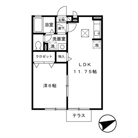 熊本市西区横手４丁目のアパートの間取り