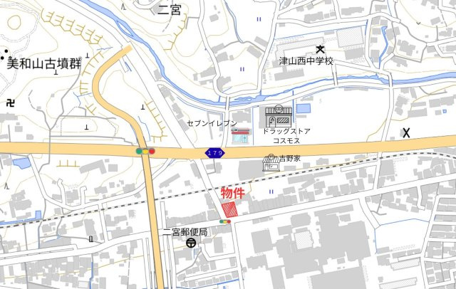 津山市二宮　売土地　211坪の地図