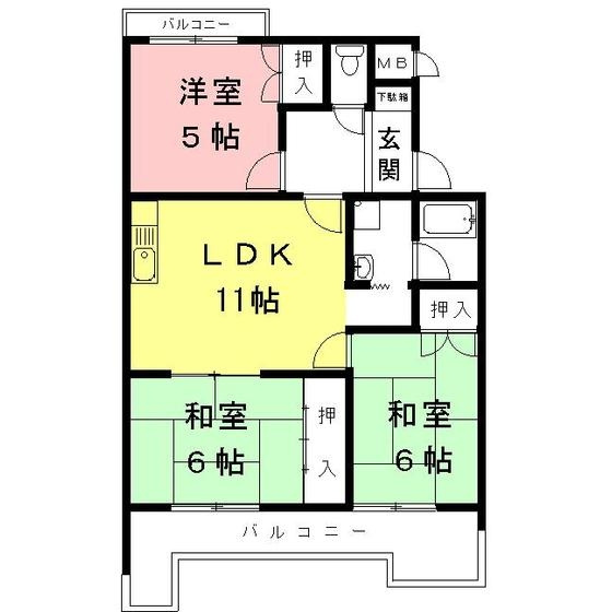 岐阜市切通２丁目のアパートの間取り