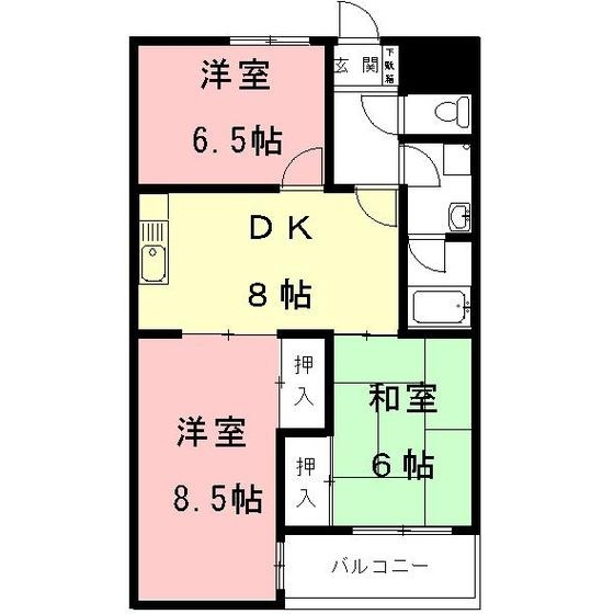 岐阜市切通４丁目のアパートの間取り