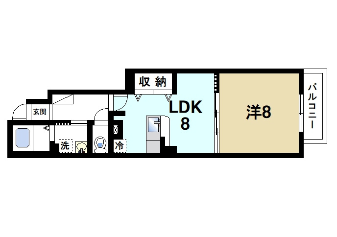 フローレンス　四条大路の間取り|単身様にもおススメのゆったりとした間取り。