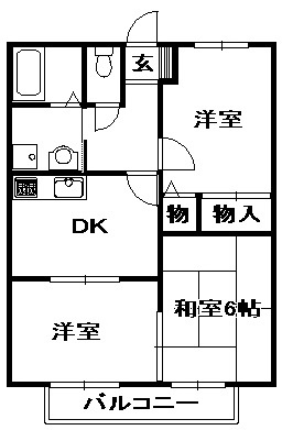 【間取り】 | ボナール北六甲 | 3DKです