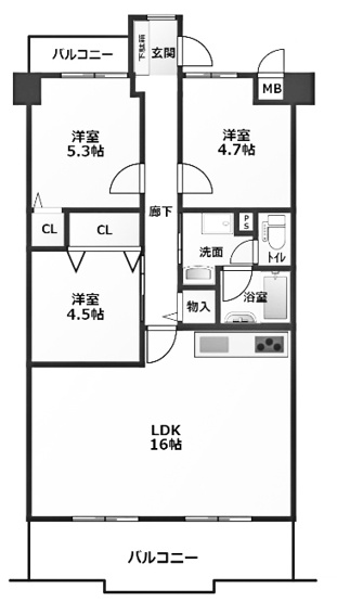 【間取り】 | サンレスポアール | 専有面積68.11平米