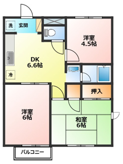 【間取り】 | ディアコート開成Ａ棟