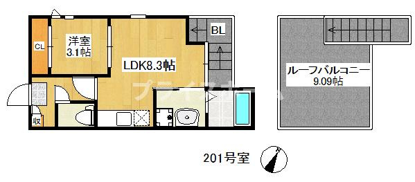 【間取り】 | Grandtic B 井尻