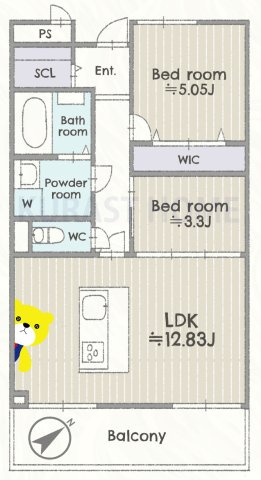 デルフィ西大路 2階の間取り