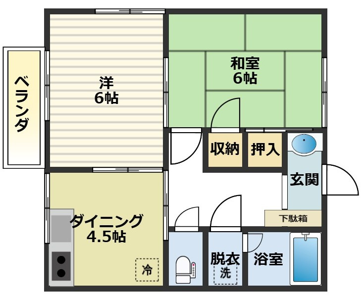 グランドハイツの間取り|写真は同じ間取りの103を使用しています。現状を優先します。