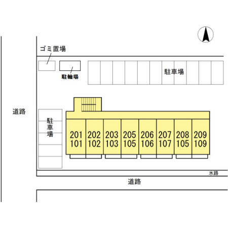 熊本市南区近見９丁目のアパートの区画図