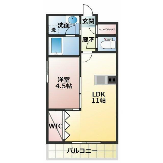 熊本市中央区九品寺６丁目の賃貸マンションの間取り