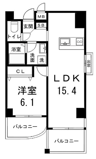 【間取り】 | デ・リード河原町 | 専有面積48.86㎡
