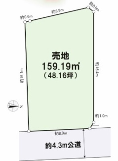 【土地図】 | 世田谷区野毛2丁目売地 | 159.19㎡（48.16坪）の整形地に近い地型の良い土地になります
