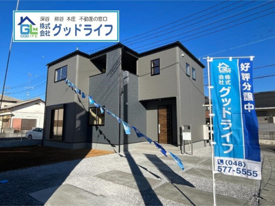 【外観】 | 【(株)グッドライフ】Livele Garden深谷市原郷第3　新築住宅　全4棟　 | モダンで重厚感のある落ち着いた雰囲気の外観です。