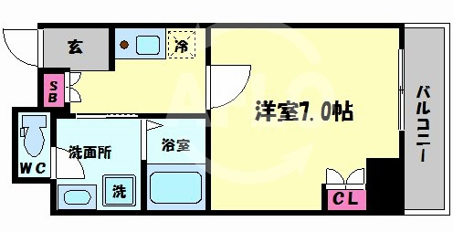 ELLE難波WESTの間取り|ELLE難波WEST（エル難波ウエスト）　開放感ある間取