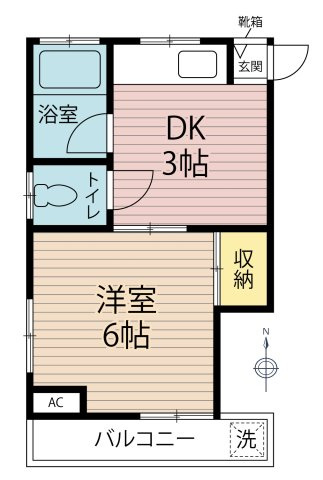 【間取り】 | 第三小口ハウス | バストイレ別で南向きのバルコニー　日当たり良好です。