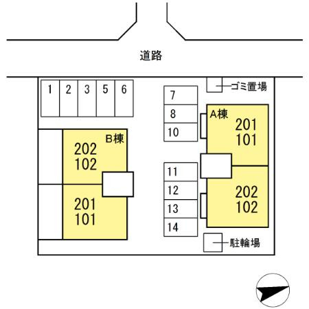 ソシアクレスト　A棟の区画図