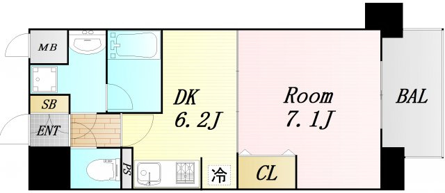 南森町プライマリーワン　仲介手数料無料の間取り