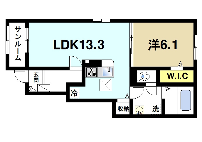 エレガンス　ハネカの間取り|1LDKの間取り