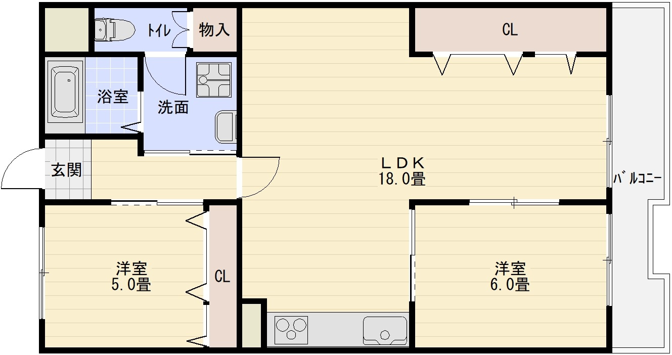 第2泰山ハイツの間取り|第2泰山ハイツ（河内国分駅）　2LDK