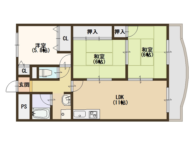 【間取り】 | シャルマンハイツ住之江