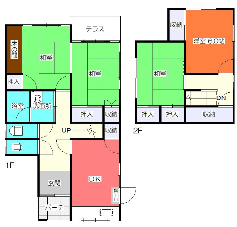【No.6495】桜谷中古住宅/4DK/コンビニ・スーパー・銀行徒歩10分圏内の間取り