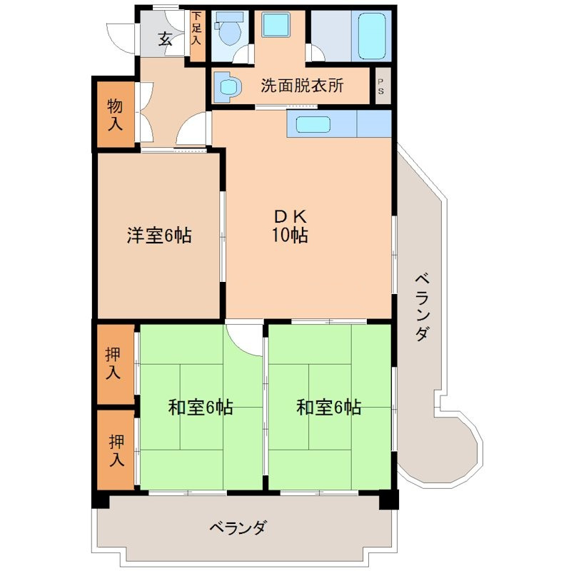 久留米市上津町の賃貸マンションの間取り