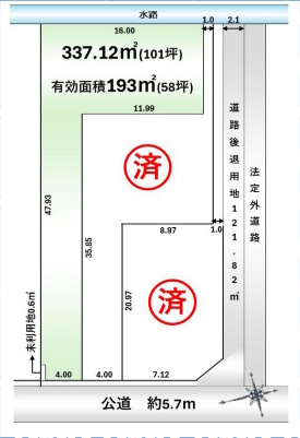 敷地面積１０１坪　売地　越谷市相模町①