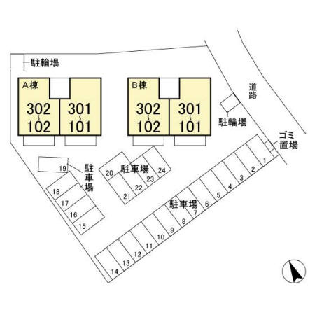 ダイヤファースト二の宮Bの区画図