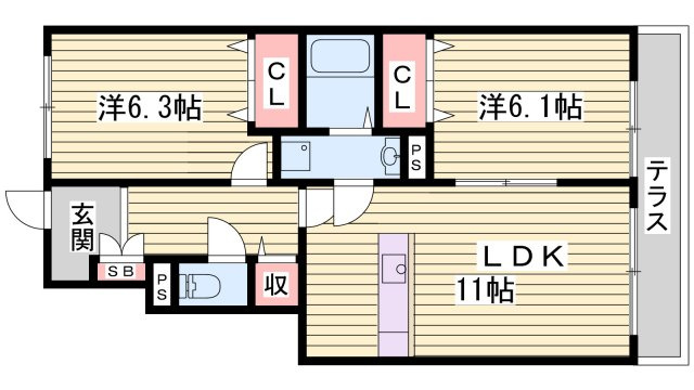 フランセーヌⅡ番館の間取り