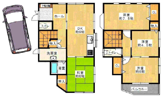 尼崎市田能　中古戸建の間取り
