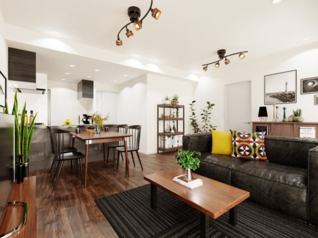【外観】 | ルミエール文京伝通院 3F | 家具入りCG【 Living　room 】