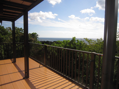 【展望】 | 和歌山県日高郡別荘 | １階の海側に３ｍ×７ｍのアルミデッキを新設しました