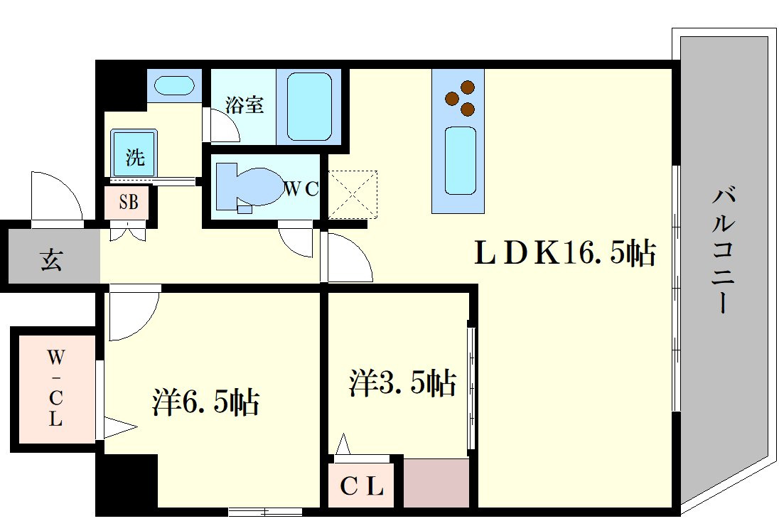 大阪市天王寺区東高津町の賃貸マンションの間取り