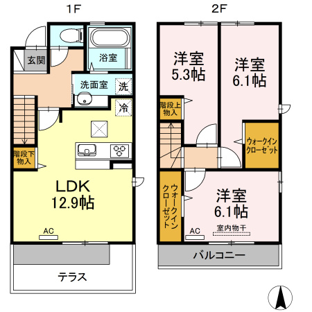 【間取り】 | ステラ貝塚駅前