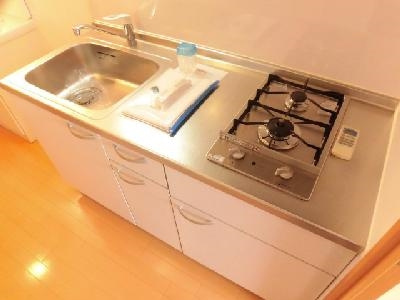 カスタリア京都西七条（旧サムティ京都西大路North）のキッチン|２口ガスキッチン
