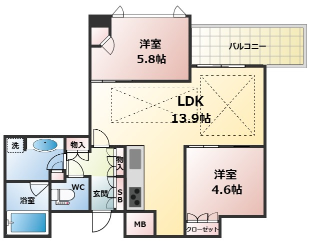 【間取り】 | ウエリスタワー京町堀